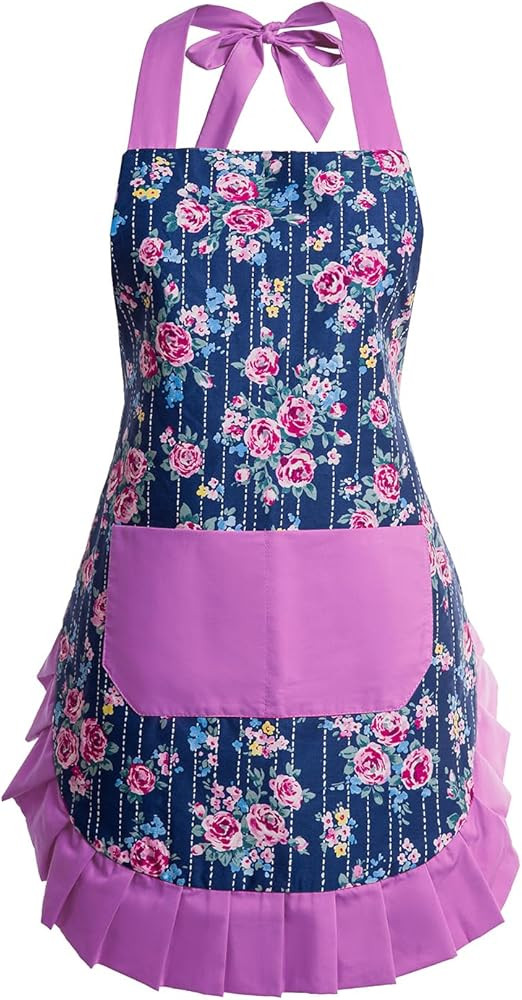 Vintage Floral Apron for Women with Functional Pockets Adjustable Neck Strap for Cooking Baking M... | Amazon (US)