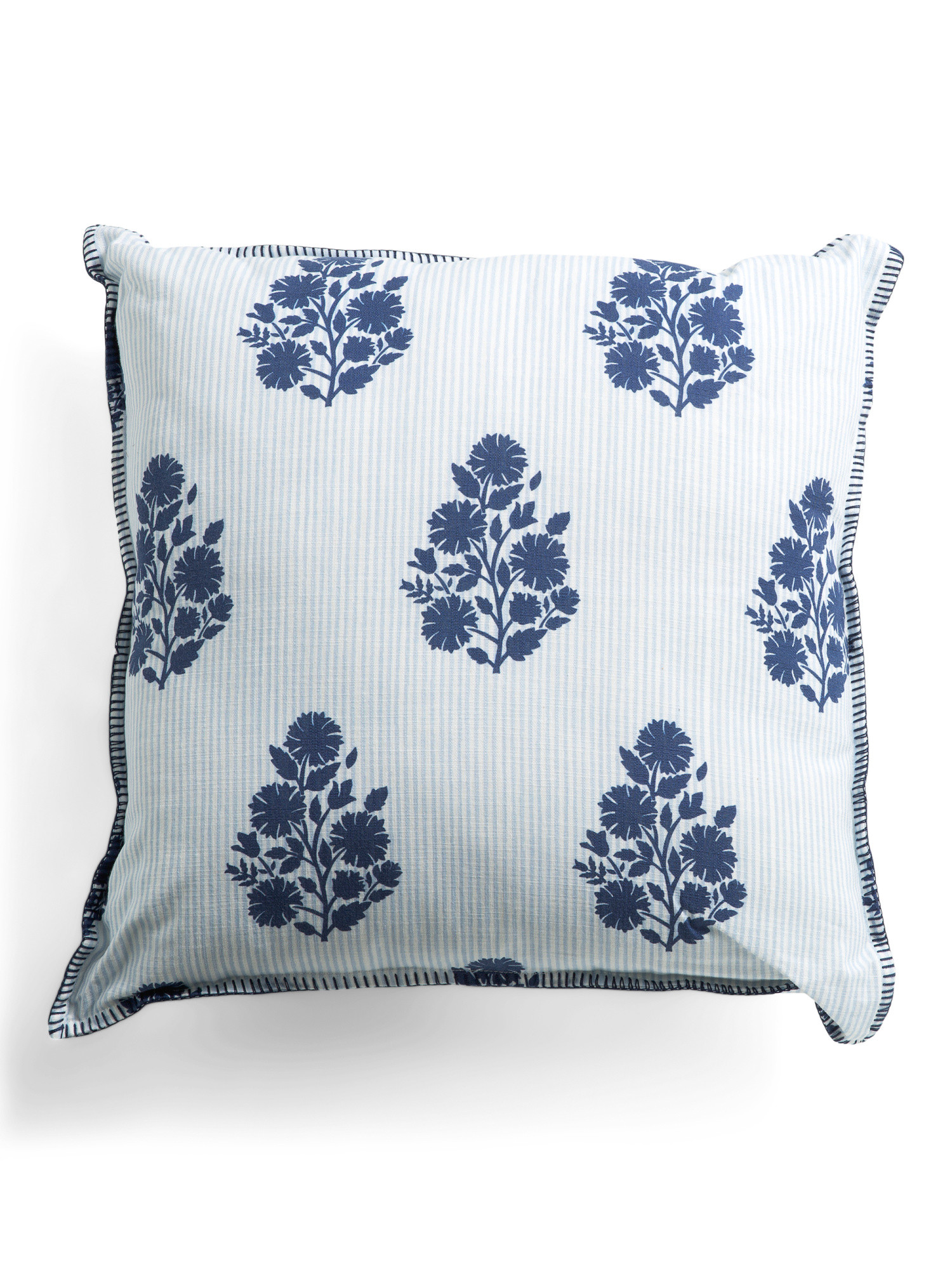 20x20 Floral Striped Block Print Whipstitch Trim Pillow | TJ Maxx