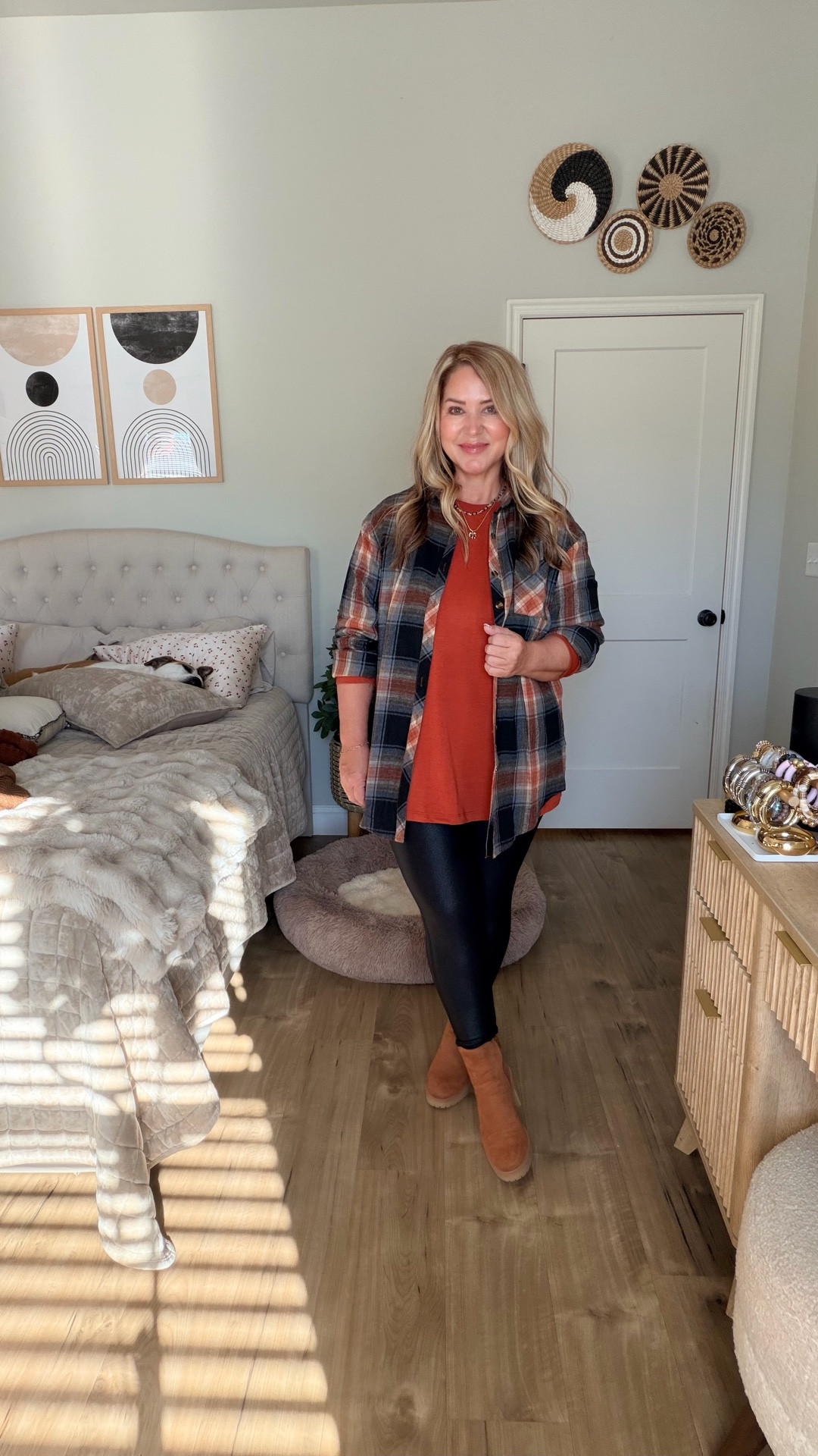 Size large in everything except the jeans are a medium and a 12 
Shoes tts 

#LTKPetite #LTKOver40 #LTKMidsize