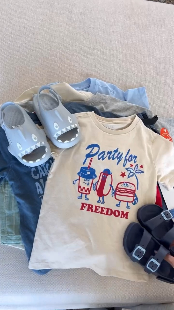 Summer clothes haul for little boys 🩵 stocked up on some summer clothes for my boys - such a good deal on these tees, shorts, swimsuits & sandals 

Boys clothes, little boy clothes, boys summer clothes, summer outfit, spring outfit, toddler boy outfit, toddler boy sandals, boys sandals, boys swimsuit, toddler boy swimsuit, Walmart, christine Andrew 

#LTKVideo #LTKkids #LTKfindsunder50