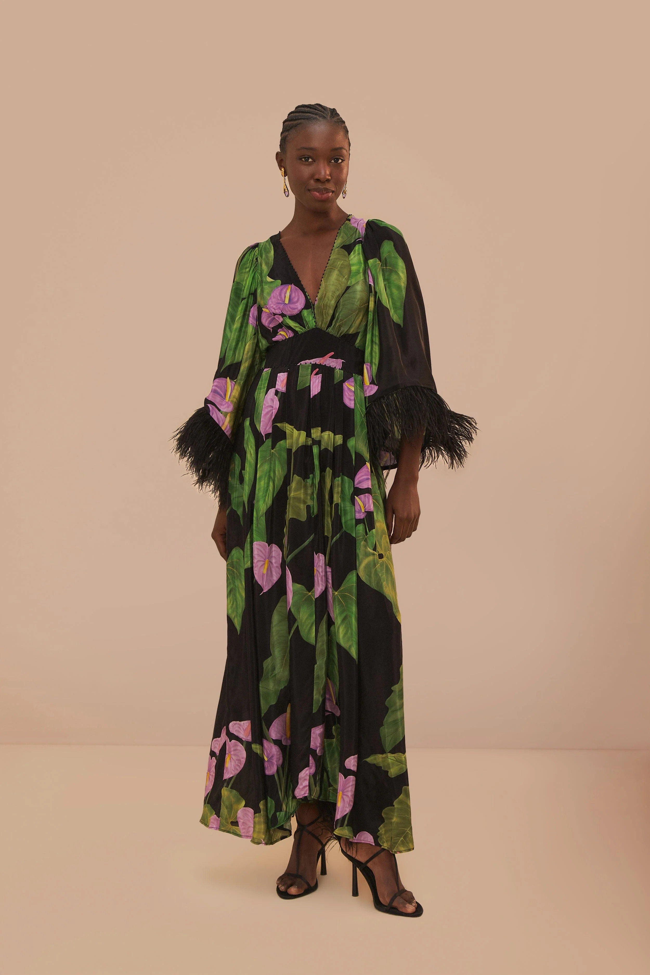 Black Anthurium Kaftan | FarmRio (US)