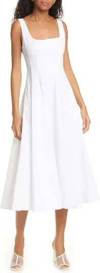 Wells Stretch Cotton Poplin Midi Fit & Flare Dress | Nordstrom