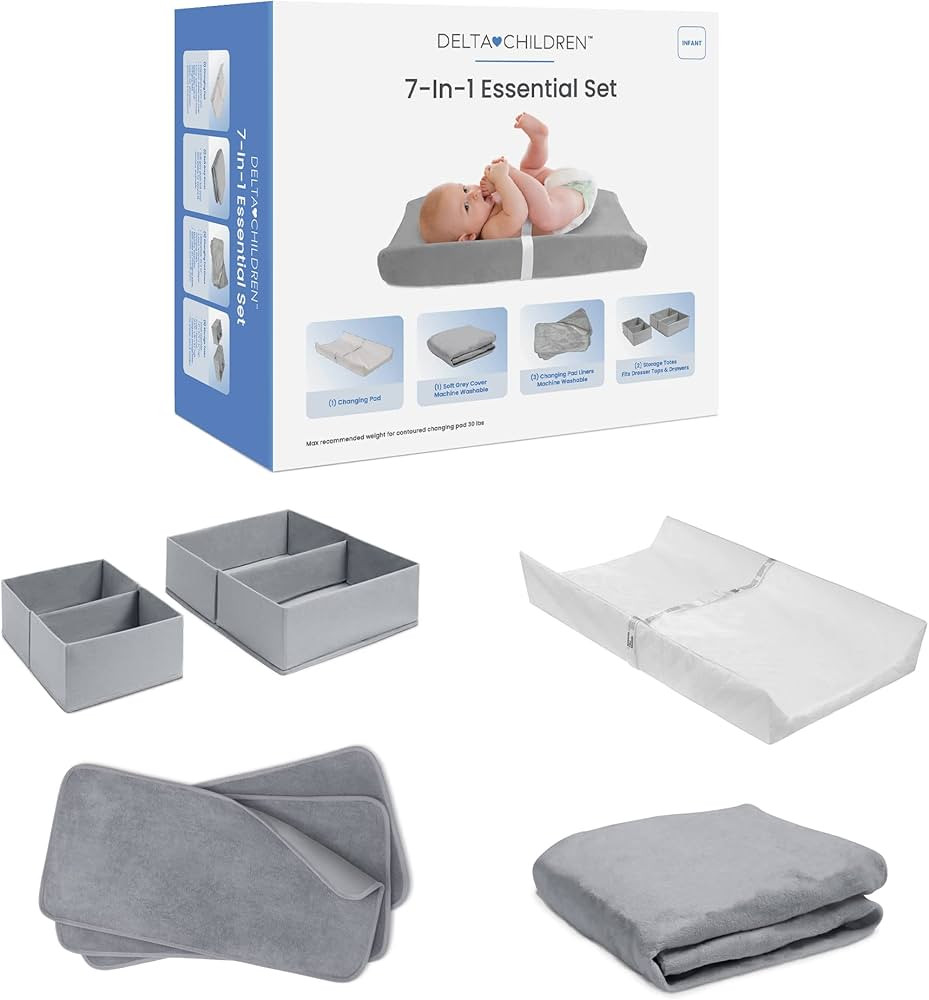 Delta Children 7-Piece Essential Changing Table Set - Newborn Baby Gift Set for Boys and Girls ... | Amazon (US)