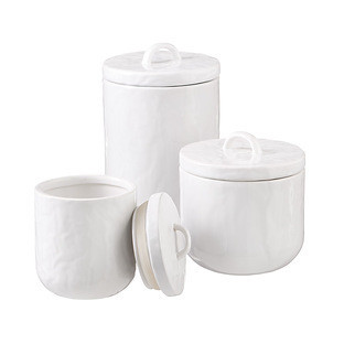 The Container Store® Small Caspian Ceramic Canister White | The Container Store
