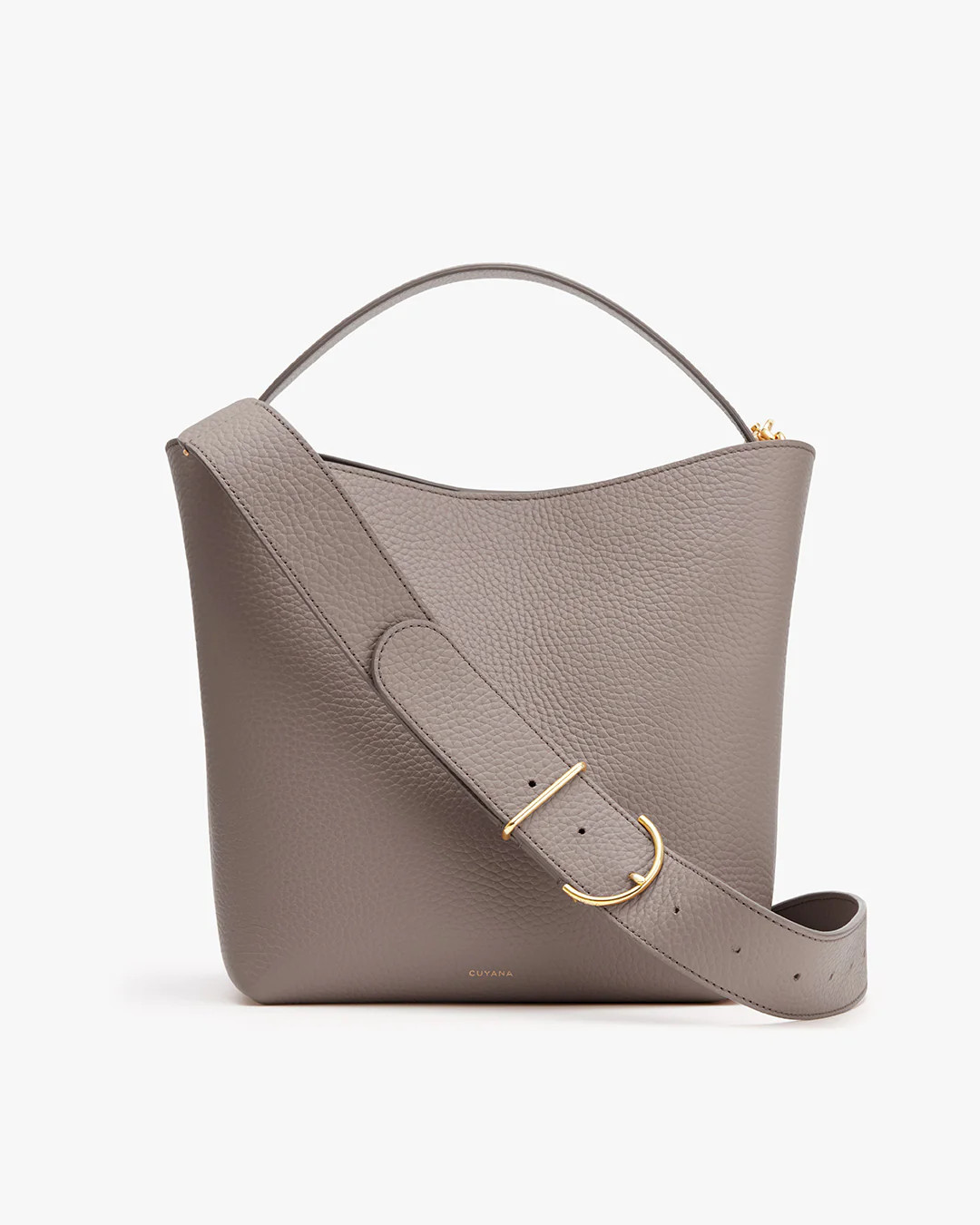 Cuyana Linea Bucket Bag in Italian Pebbled Leather, Brown | Women's Crossbody Bags | Cuyana