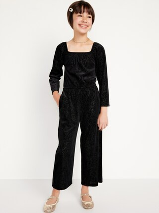 Velvet-Sparkle Long-Sleeve Jumpsuit for Girls | Old Navy (US)