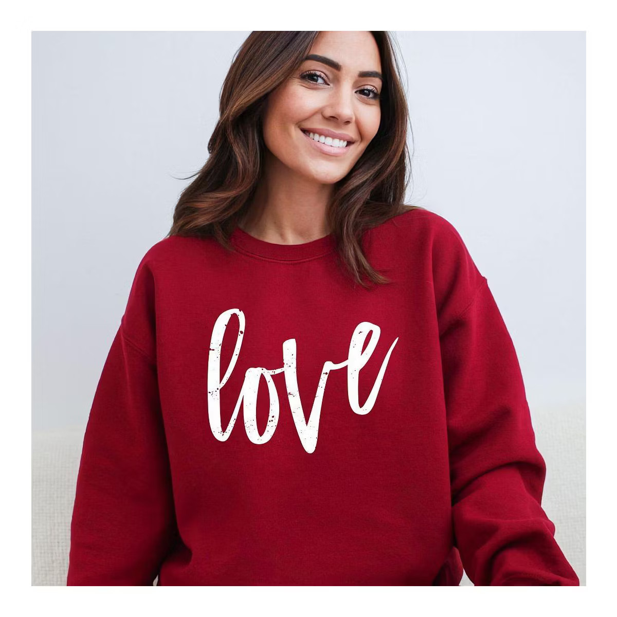Simply Sage Market Women's Graphic Sweatshirt Love Cursive - M - Cardinal | Target