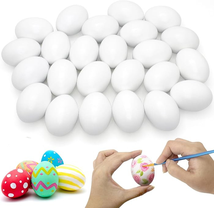 15 Pcs White Wooden Eggs to Paint Fake Easter Eggs for DIY Crafts, Hunts, Basket Stuffers | Amazon (US)