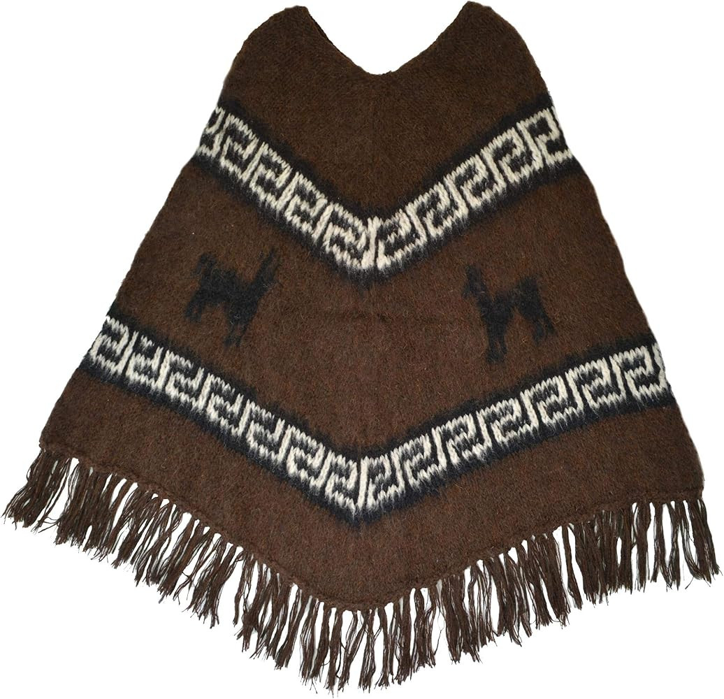 Alpaca Poncho - Andean Design - Brown | Amazon (US)