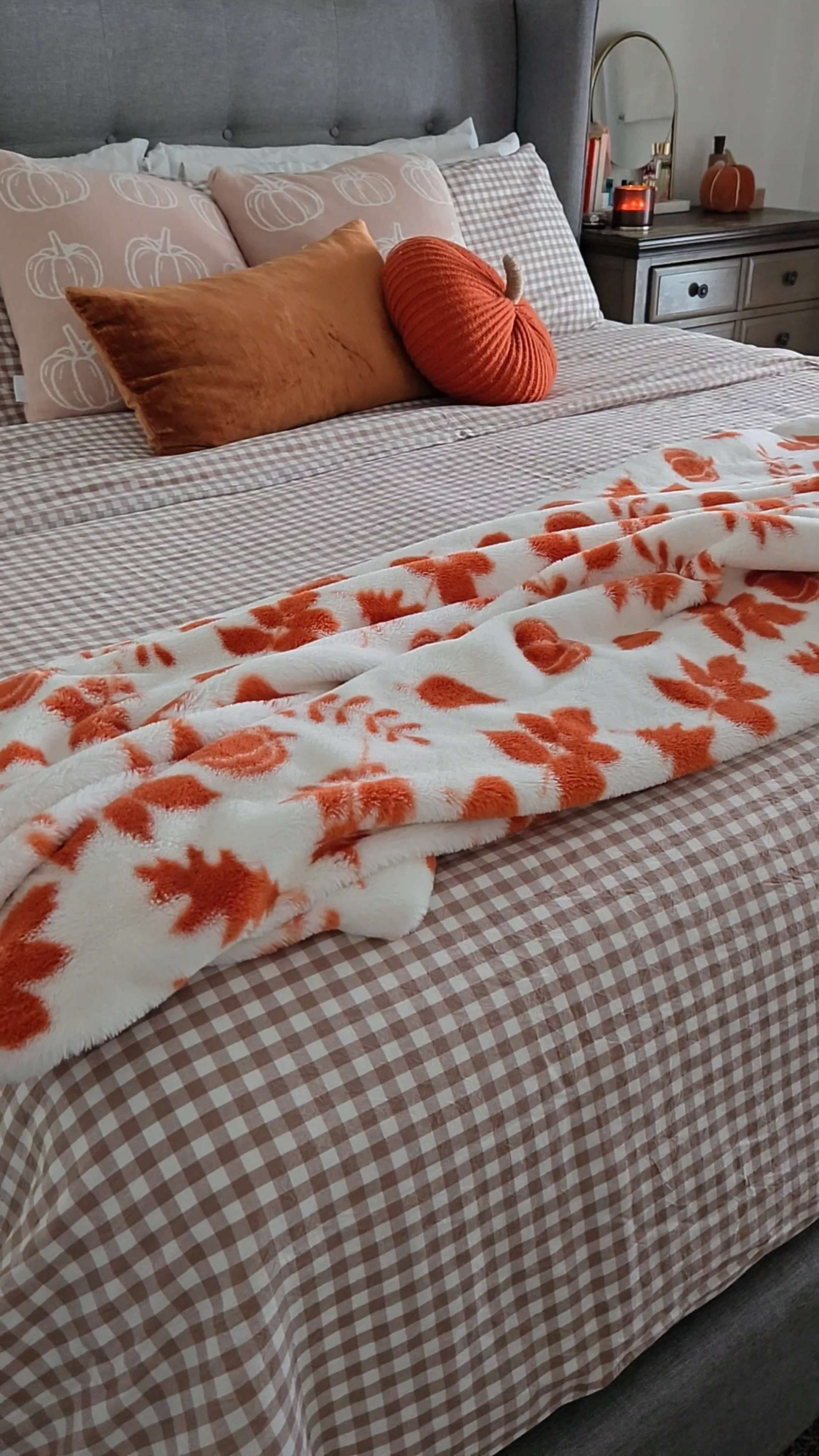 Time for a fall bedding refresh. Loving this brown gingham!!  

 #LTKSeasonal #LTKHome