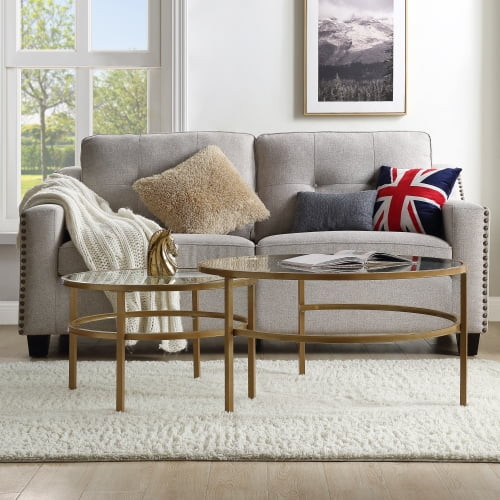 huntermoon Crest Nesting Round 2 Piece Coffee Table Set, Elegant, mid-century modern design, Glas... | Walmart (US)