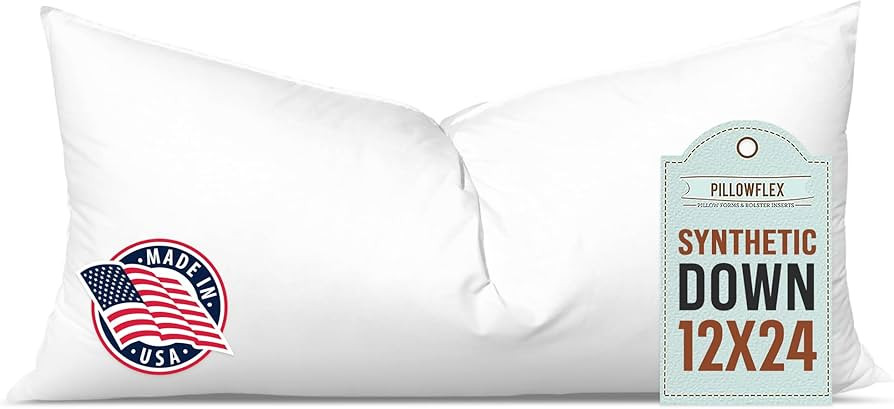 Pillowflex Synthetic Down Pillow Insert - 12x24 Down Alternative Pillow, Ultra Soft, Large Rectan... | Amazon (US)