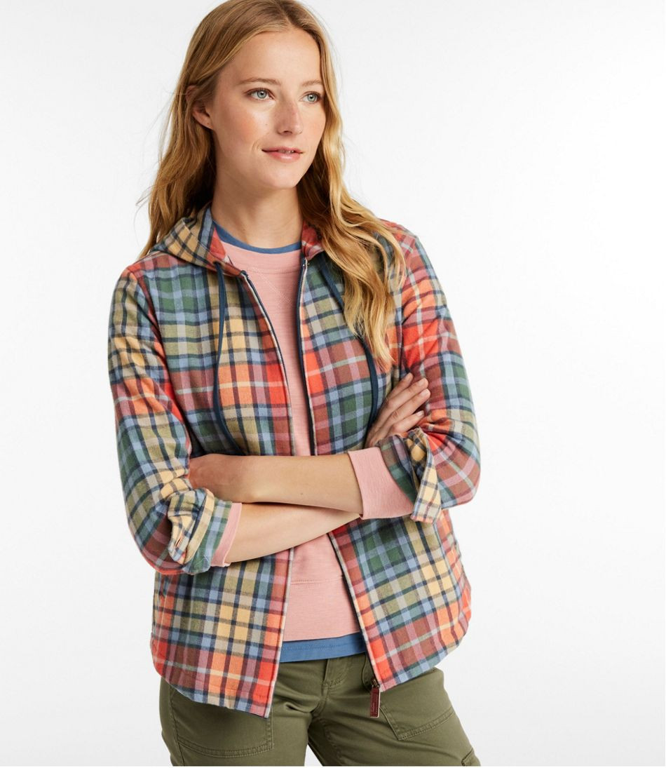 Women's Scotch Plaid Flannel Shirt, Relaxed Zip Hoodie | L.L. Bean