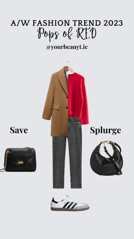 Autumn winter transitional outfit with a pop of red. Smart casual outfit 

#LTKover40 #LTKmidsize #LTKitbag
