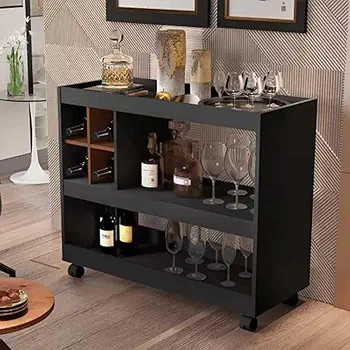 Aparador Bar Com Rodizios 4050 Cor Preto/Caramelo | Amazon (BR)