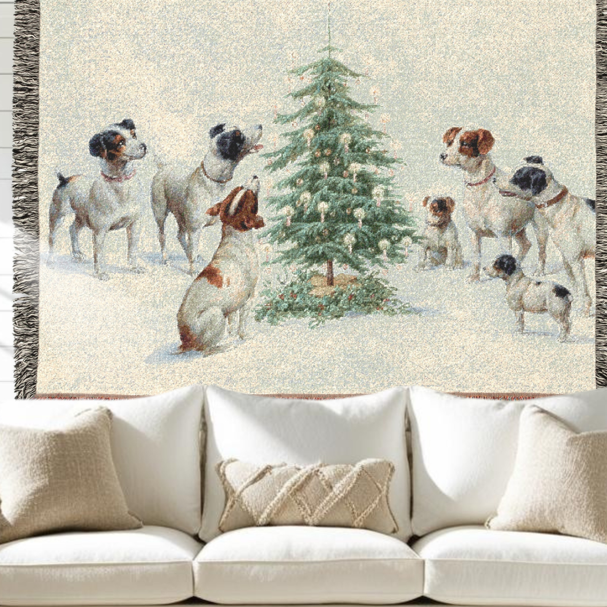 Vintage Christmas Dog and Tree Tapestry to give your living room a touch of Christmas  

 #LTKwinter #LTKfamily #LTKgiftguide