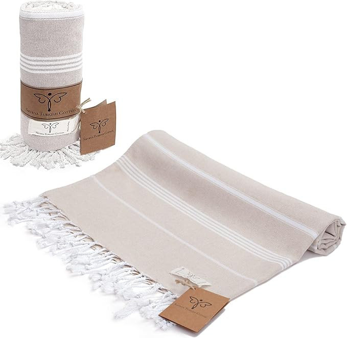 SMYRNA TURKISH COTTON Classical Series Turkish Beach Towel Oversized, 37x71 inch, Extra Large Qui... | Amazon (US)