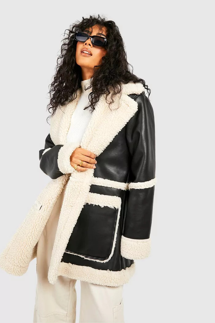 Teddy Trim Bonded Jacket | boohoo (US & Canada)