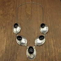 Southwest Sterling Silver & Black Onyx Concho Necklace | Etsy (US)