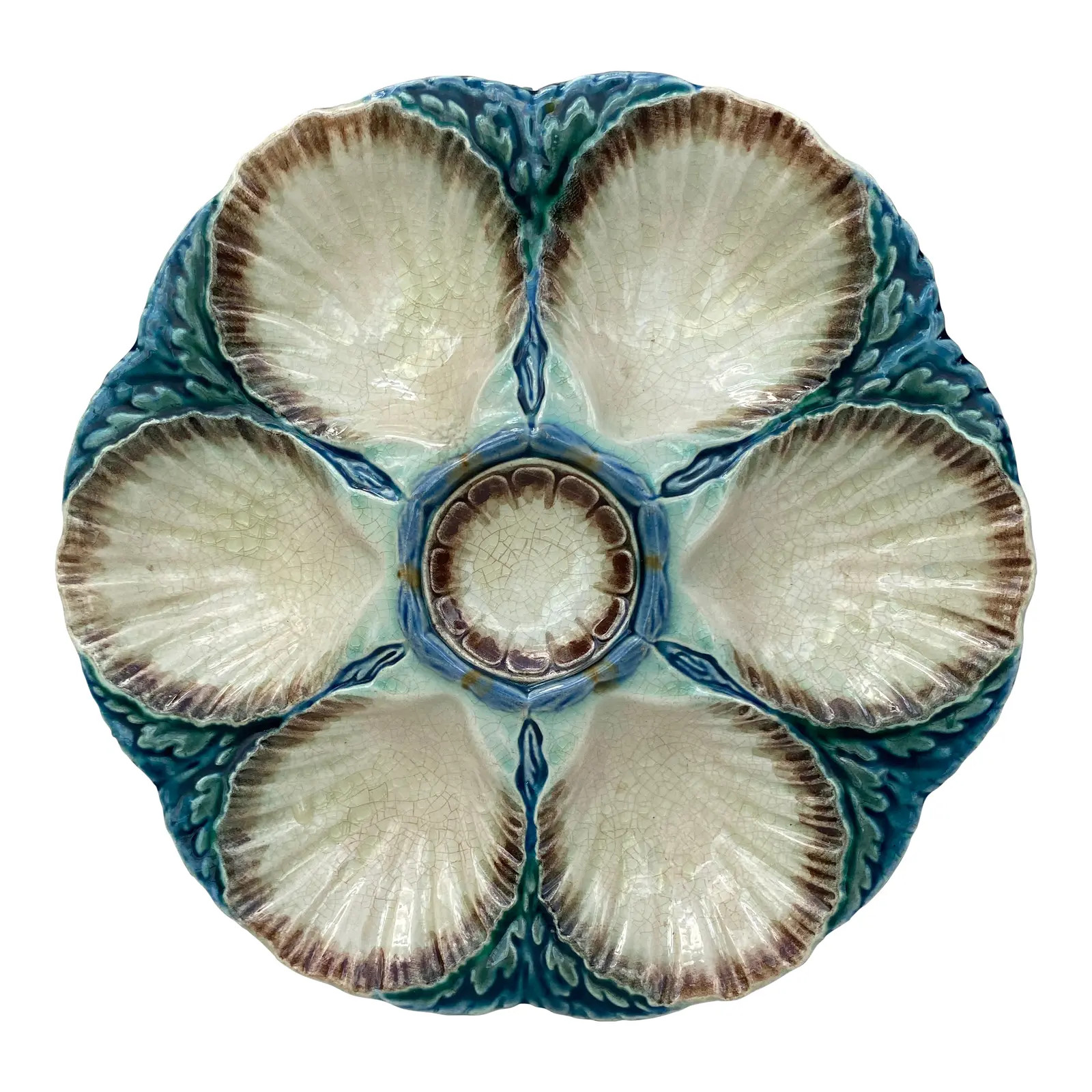 Majolica Oyster Plate Sarreguemines, Circa 1870 | Chairish