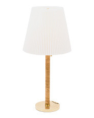 28.5in Dorset Hand Wrapped Rattan Table Lamp With Pleated Shade | Marshalls