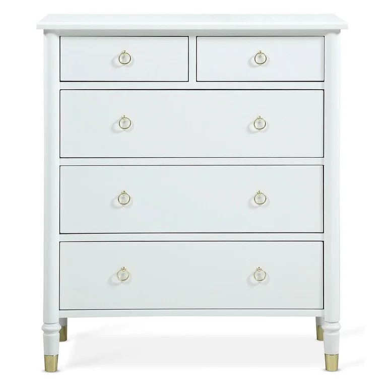 Comfort Pointe Jillian White Wood Five-Drawer Modern Style Chest | Walmart (US)