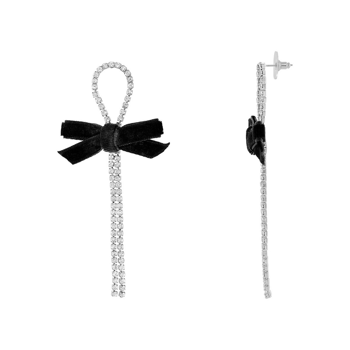 Emberly Black Bow & Clear Glass Stone Linear Drop Earrings | Kohl's