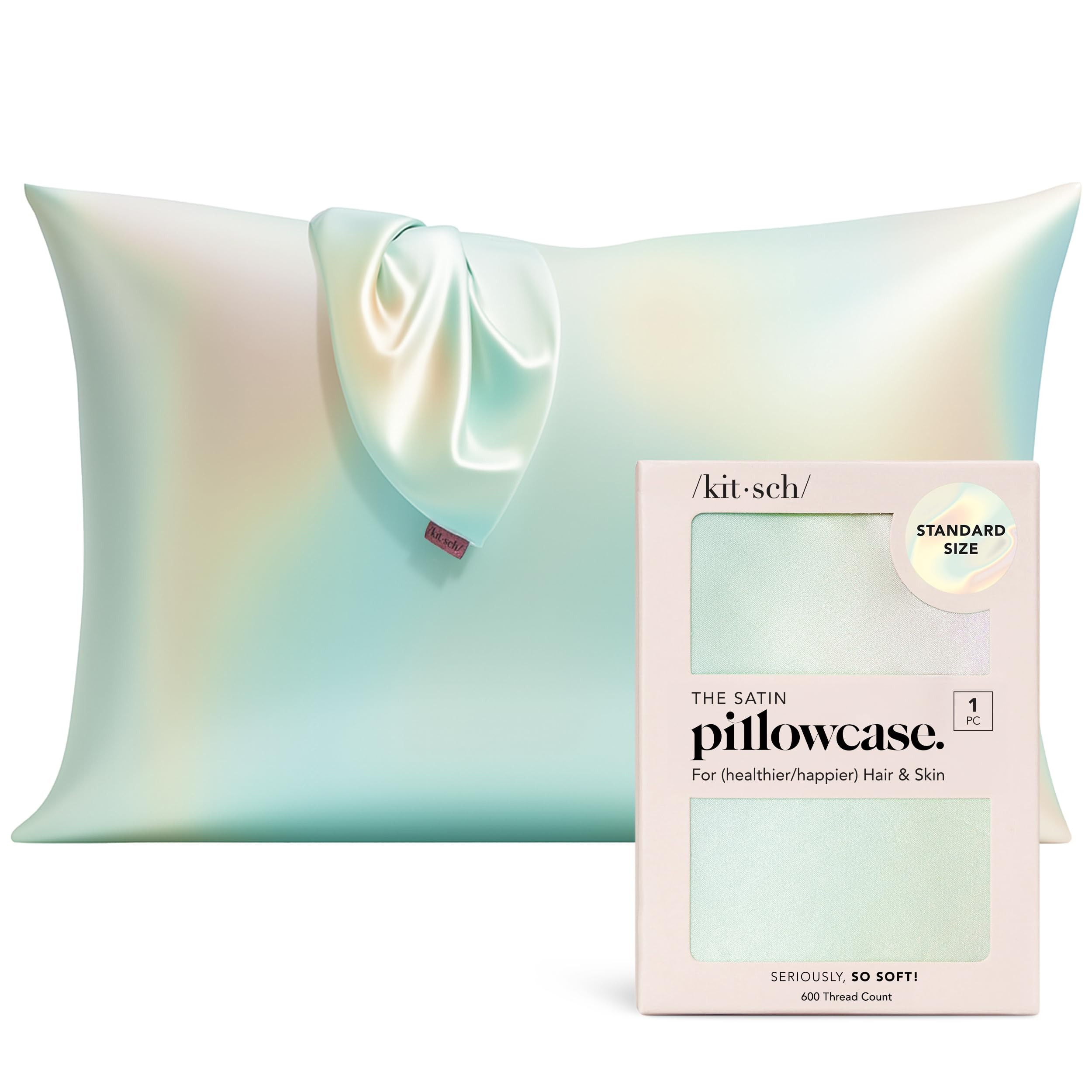 Kitsch Satin Pillowcase with Zipper for Hair & Skin, Softer Than Silk Pillow Cases Queen, Wrinkle... | Amazon (US)