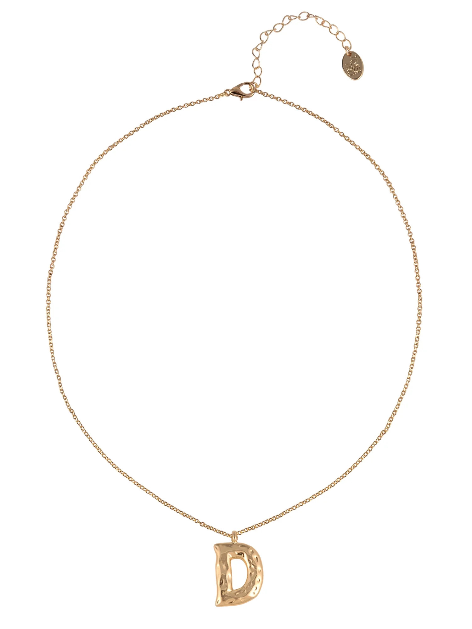 Time and Tru Goldtone Hammered Initial "D" Pendant Necklace | Walmart (US)