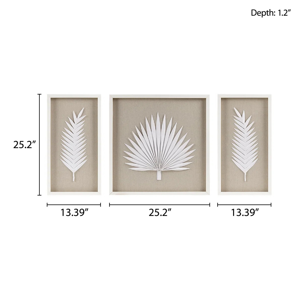 Sabal 3-Piece Framed Shadowbox Wall Art with Handmade Rice Paper Palm Leaves | Wayfair North America