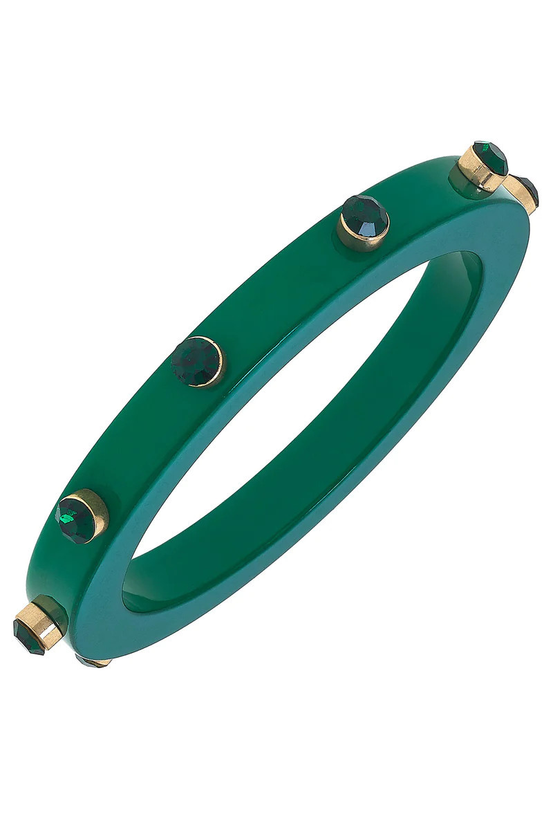 Renee Resin and Rhinestone Bangle in Green | CANVAS