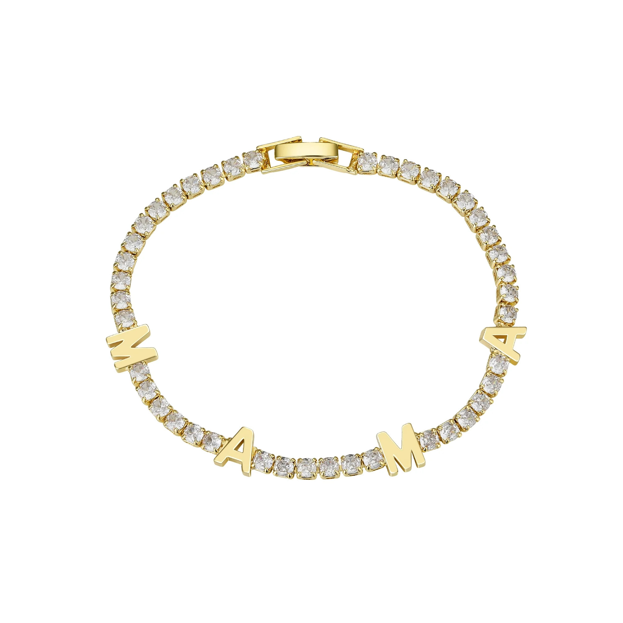 Believe By Brilliance 14K Gold Flash Plated Cubic Zirconia "MAMA" Tennis Bracelet | Walmart (US)