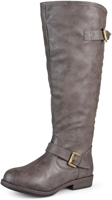 Journee Collection Womens Regular Sized and Wide-Calf Studded Knee-High Riding Boots | Amazon (US)
