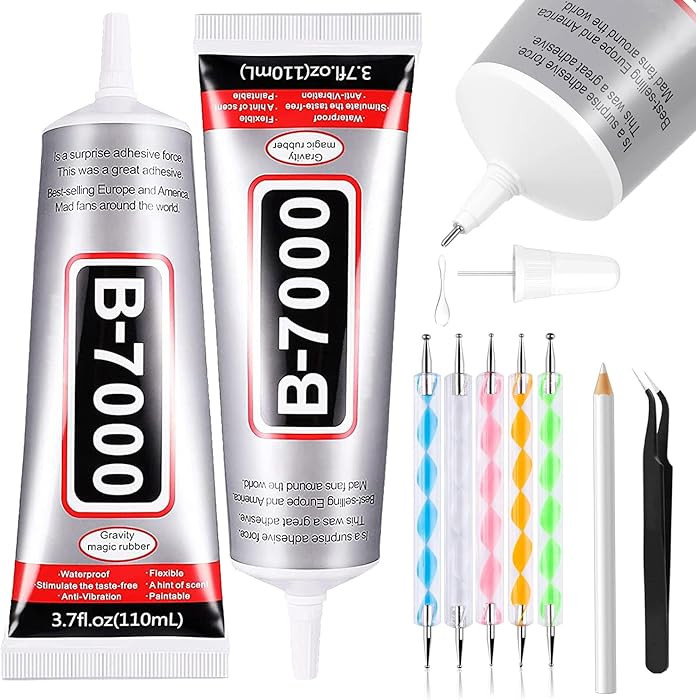 B7000 Adhesive Rhinestones Glue for Crafts, 2PCS 110ml / 3.7 fl oz with 5 Dotting Pen Tool, Wax P... | Amazon (US)