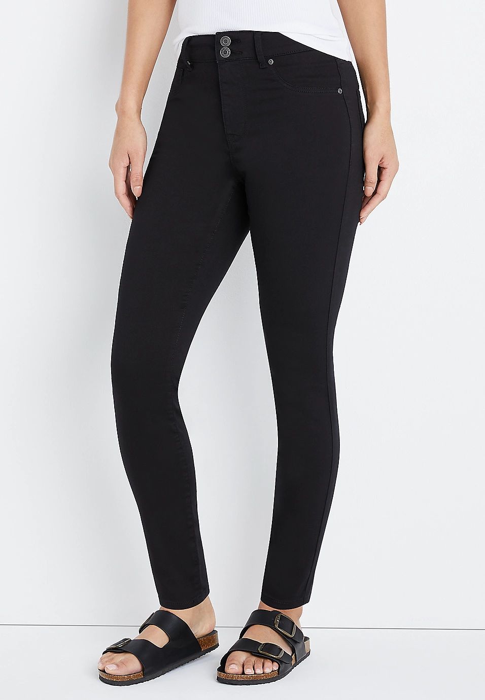 m jeans by maurices™ Black High Rise Double Button Jegging | Maurices