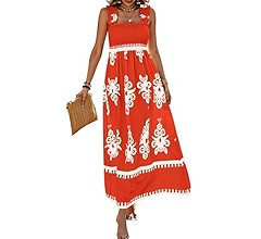PRETTYGARDEN Womens Summer Boho Maxi Dress 2025 Casual Sleeveless Square Neck Floral Aline Smocke... | Amazon (US)