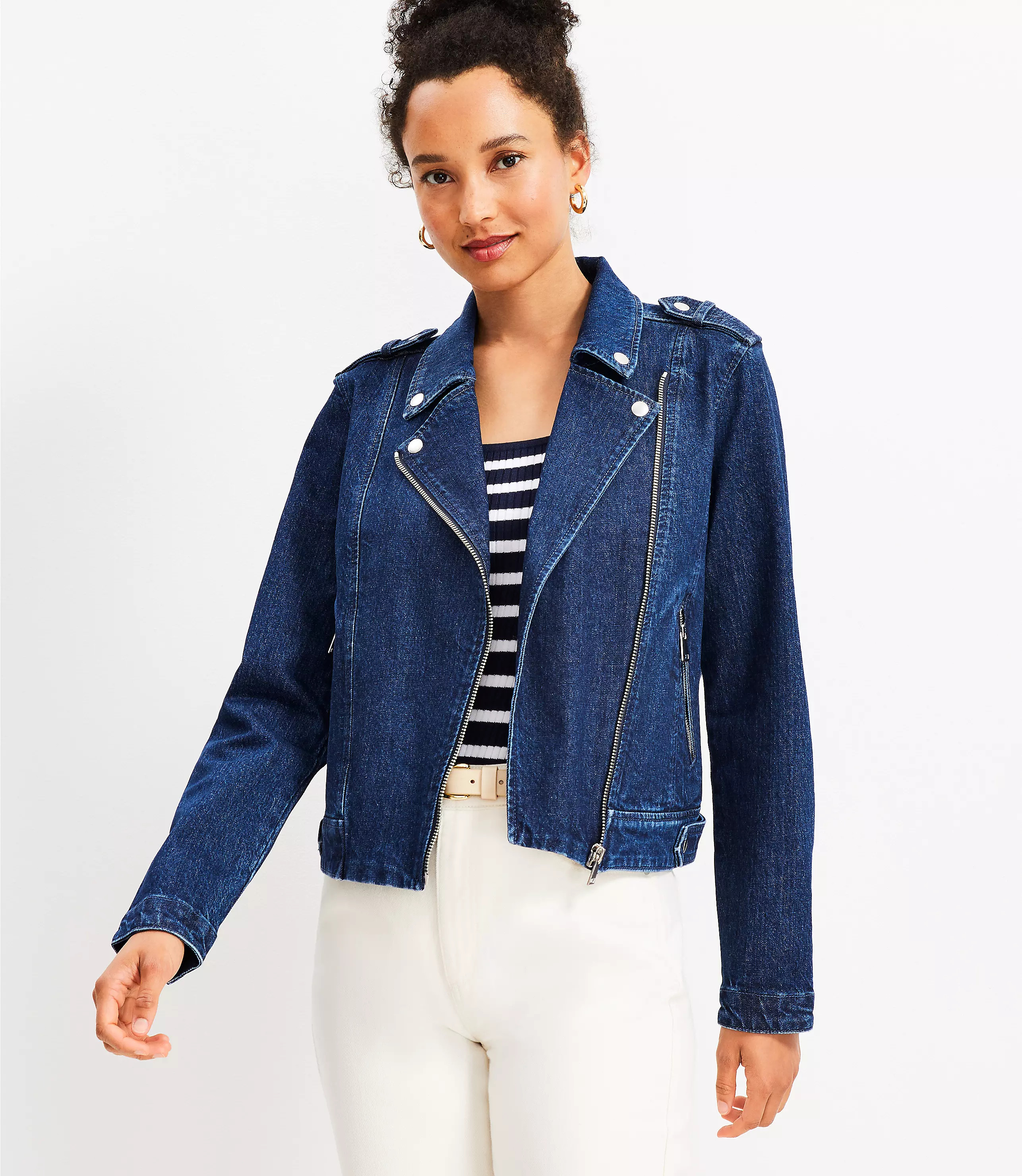 Petite Denim Moto Jacket in Classic Rinse Wash | LOFT