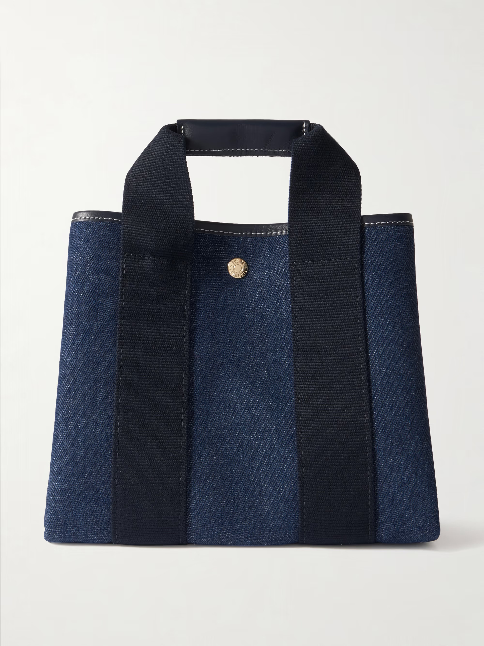 Traversée small leather and webbing-trimmed denim tote | NET-A-PORTER (US)