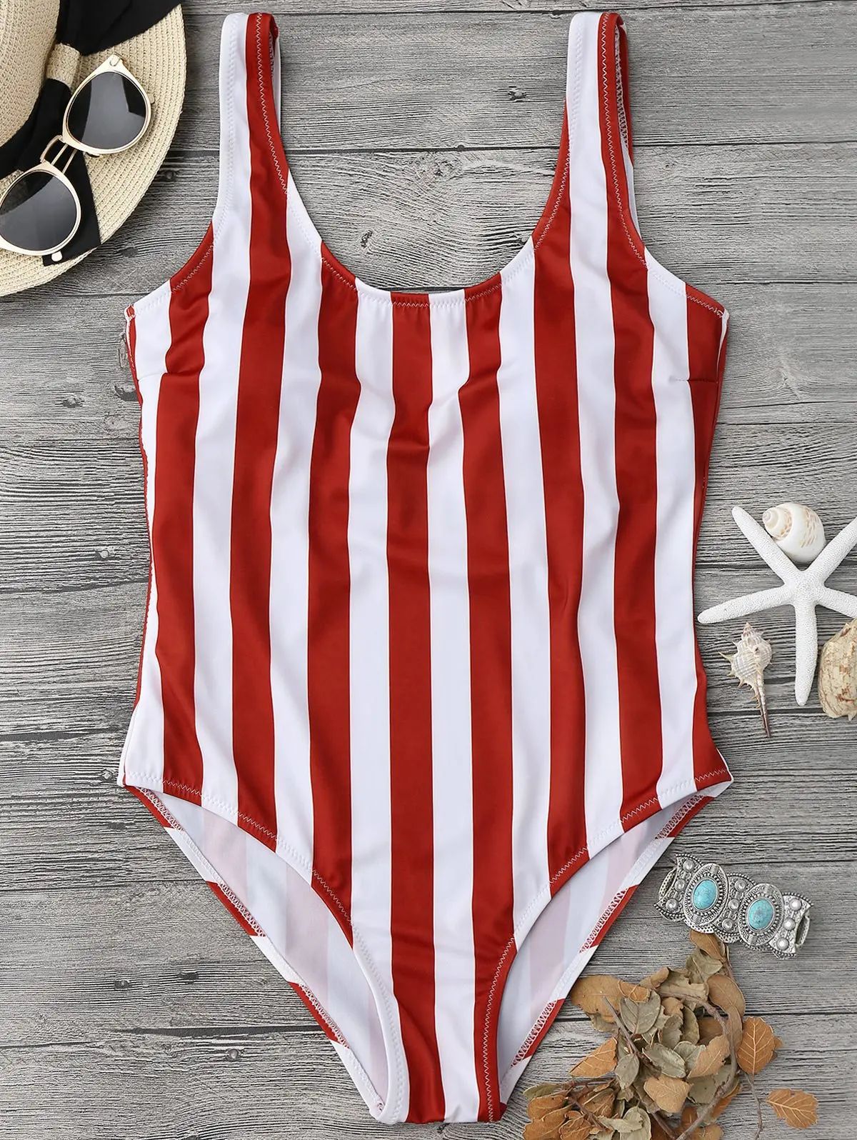 Shaping Striped One Piece Swimsuit | Rosegal US
