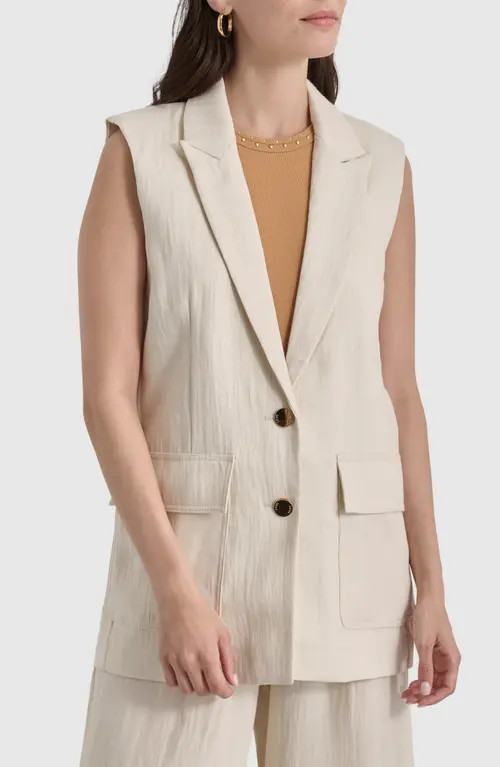 DKNY Longline Vest in Parchment at Nordstrom, Size Large | Nordstrom