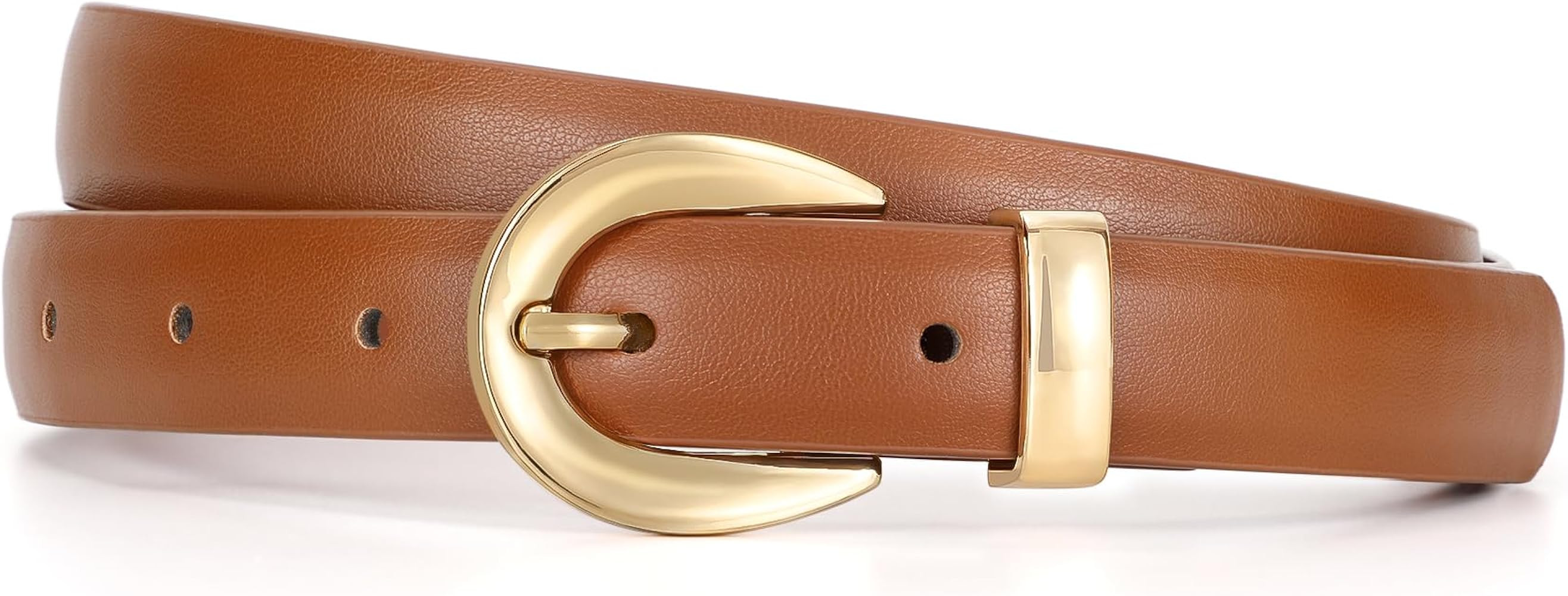 XZQTIVE Women Skinny Leather Belts for Jeans Dress Pants Fashion Ladies Thin Black Waist Belt wit... | Amazon (US)