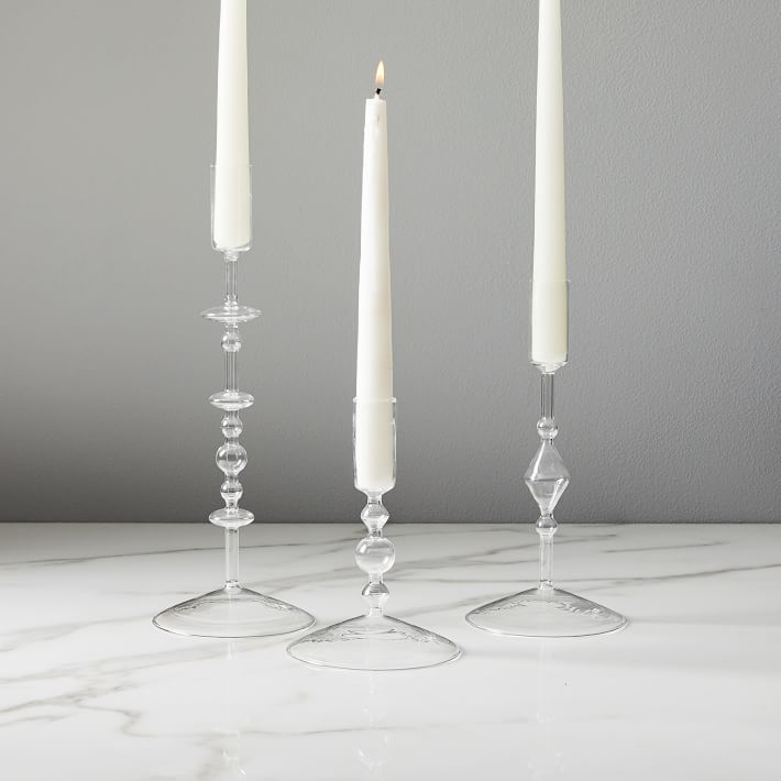 Paradiso Glass Taper Holders - Clear | West Elm (US)
