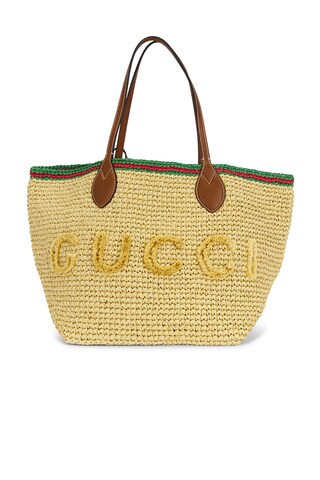 Gucci Faux Raffia Tote Bag in Neutral | FWRD 
