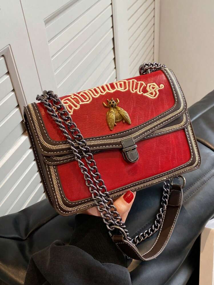 Fashionable Colorblock Chain Strap Women's Crossbody Shoulder Bag Messenger Bag Women Crossbody Bag Small Flap Bags Solid Chain Shoulderbags For Women | SHEIN