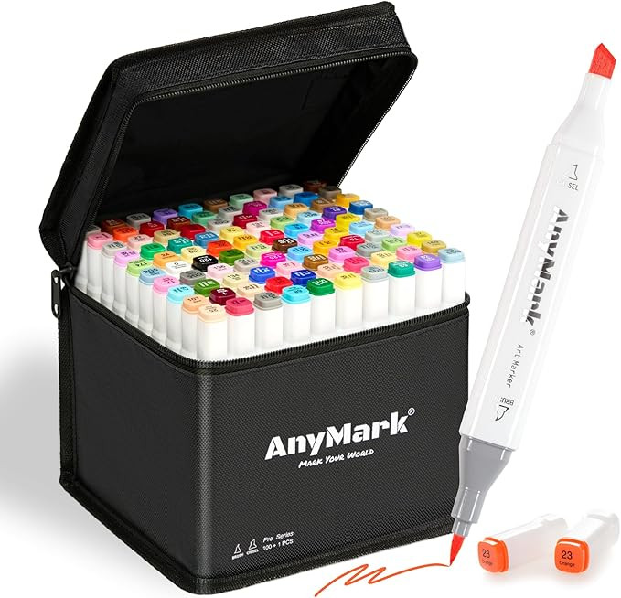 AnyMark Alcohol Markers Brush Tip, 100+1 Colors Dual Tip Brush & Chisel Alcohol-Based Art Markers... | Amazon (US)