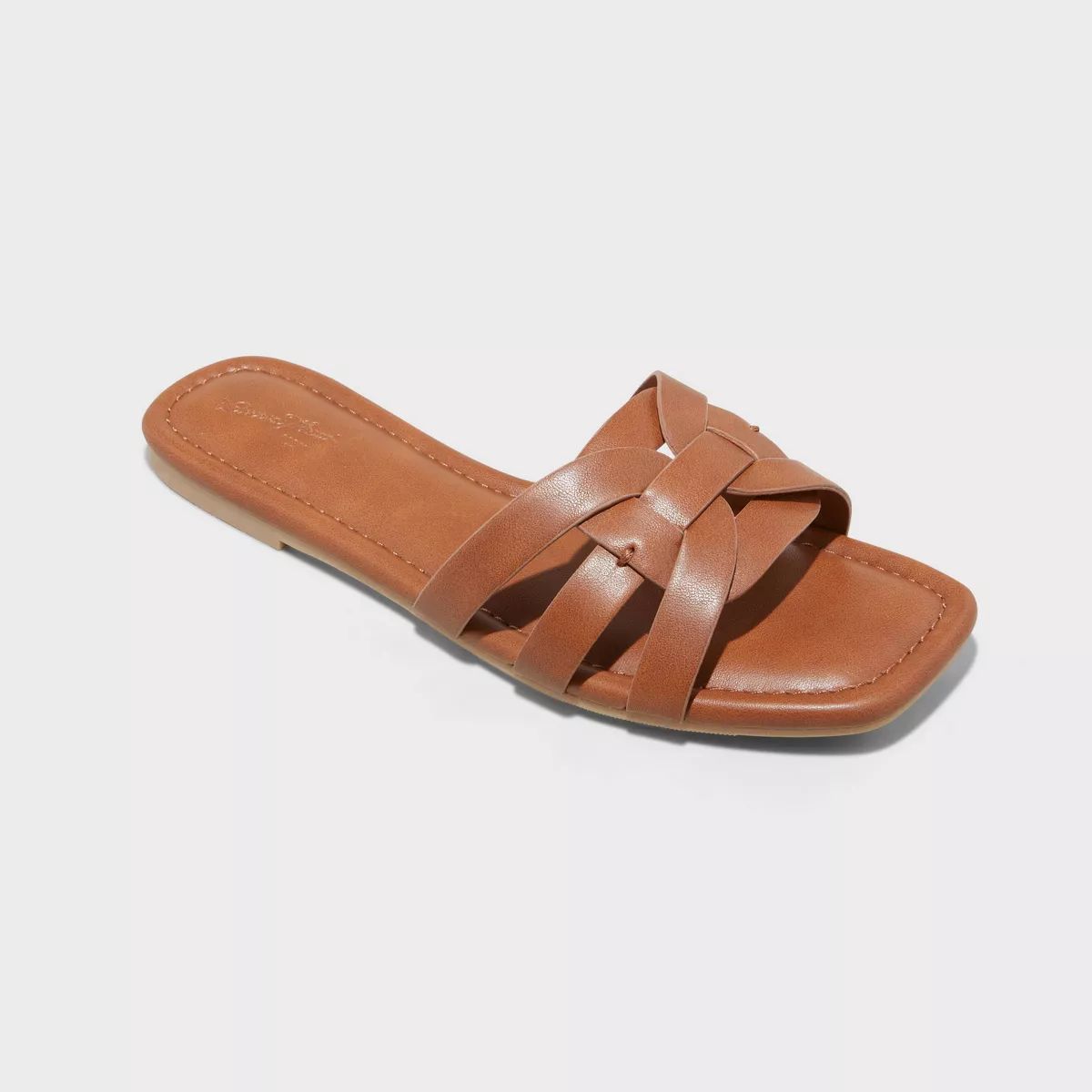 Women's Edna Slide Sandals with Memory Foam Insole - Universal Thread™ Cognac 8.5 | Target