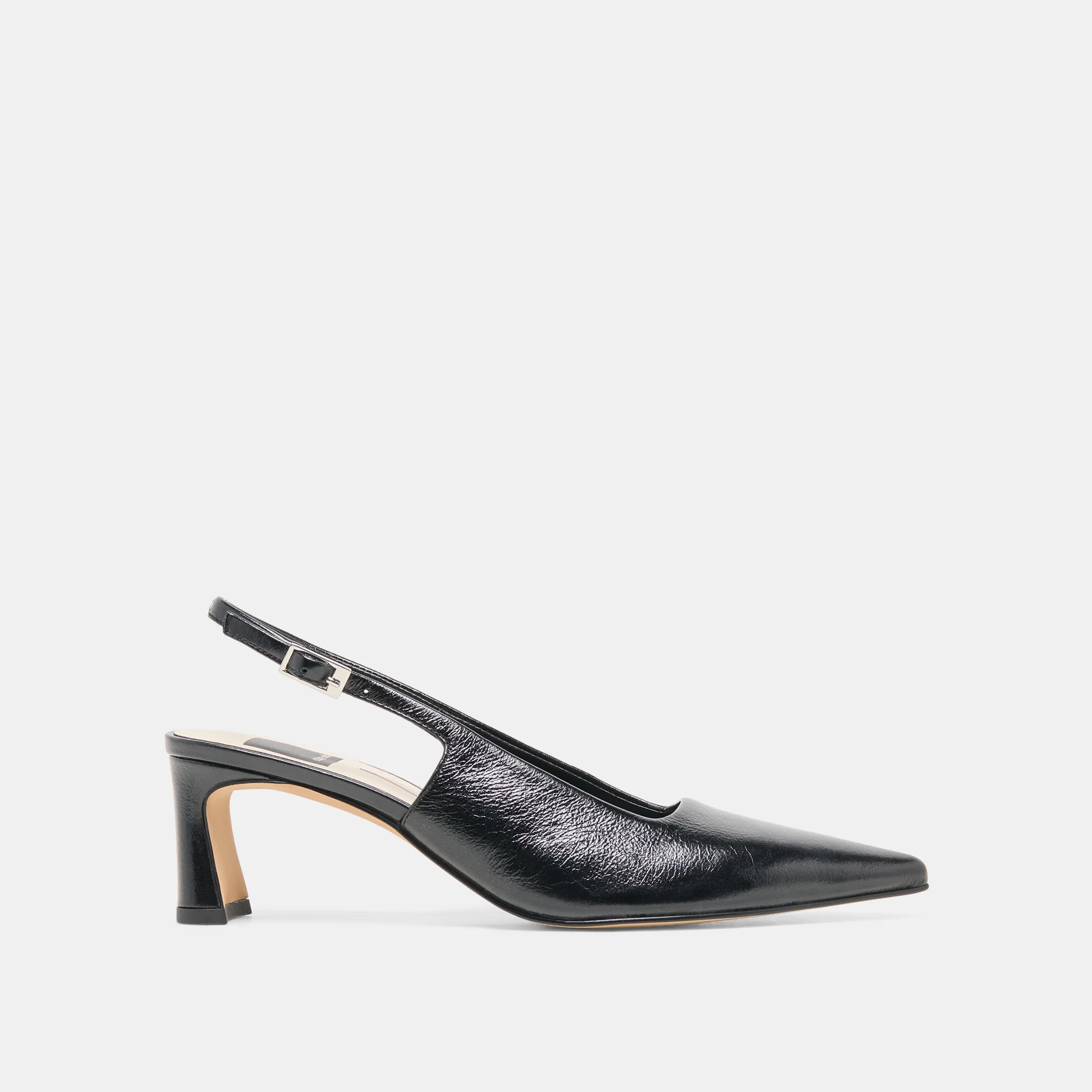 KOKO Black Leather Slingback Closed-Toe Mid Heels | Dolce Vita | DolceVita.com