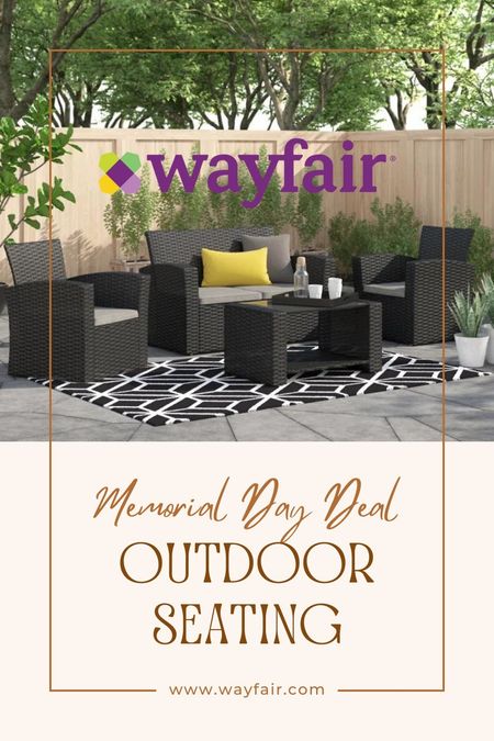 Get set for summer entertaining with Wayfair's Memorial Day Outdoor Seating Deal! They have gorgeous patio sets like this stylish rattan furniture ensemble on sale now. The weather is warming up - update your backyard or patio with Wayfair's high-quality, comfortable pieces perfect for relaxing or hosting guests al fresco. Visit Wayfair.com to find that perfect outdoor living space you've been dreaming of at unbeatable holiday prices. But these deals won't last long, so check them out soon to take advantage of Wayfair's biggest outdoor furniture sale of the year!

#LTKhome #LTKsalealert #LTKGiftGuide