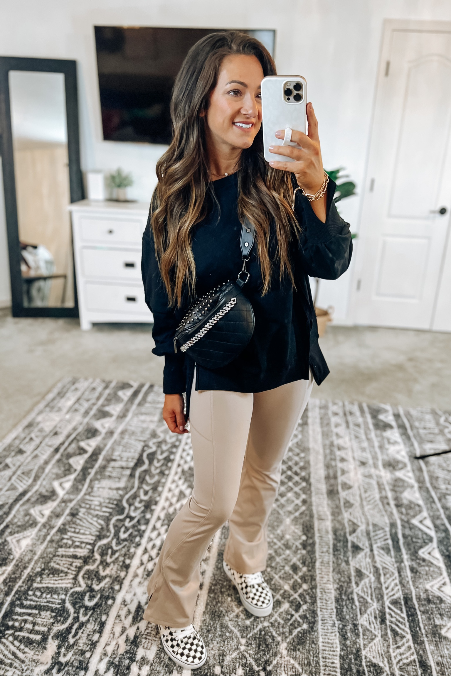 Walmart side slit flares for under $16!! More short girl friendly. I’m 5’2” for reference. Great teen option 😘 viral Amazon sweatshirt available in multiple colors!! 

#LTKfindsunder50 #LTKstyletip #LTKSeasonal