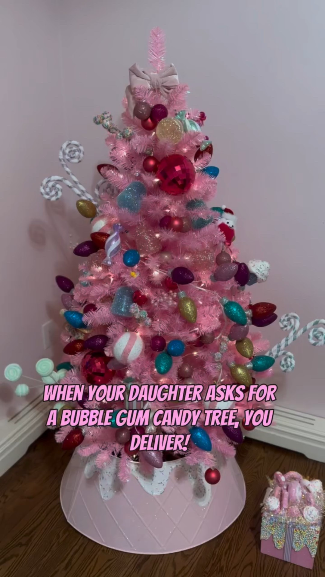 First tree of the season is ready! 🎄

Our princess saw a pink tree in Home Sense and immediately knew she wanted a colorful candy cupcake tree… and mommy HAD to deliver! I spent many days and many trips to @athomestores @hobbylobby, and more to make this tree happen!

That hug at the end let me know it was all worth it! Items are all in my LTK and Amazon but ask away if you have any questions!

Would you ever do a colorful tree? I’ve secretly always wanted to so I guess I’m living through baby girl’s tree!